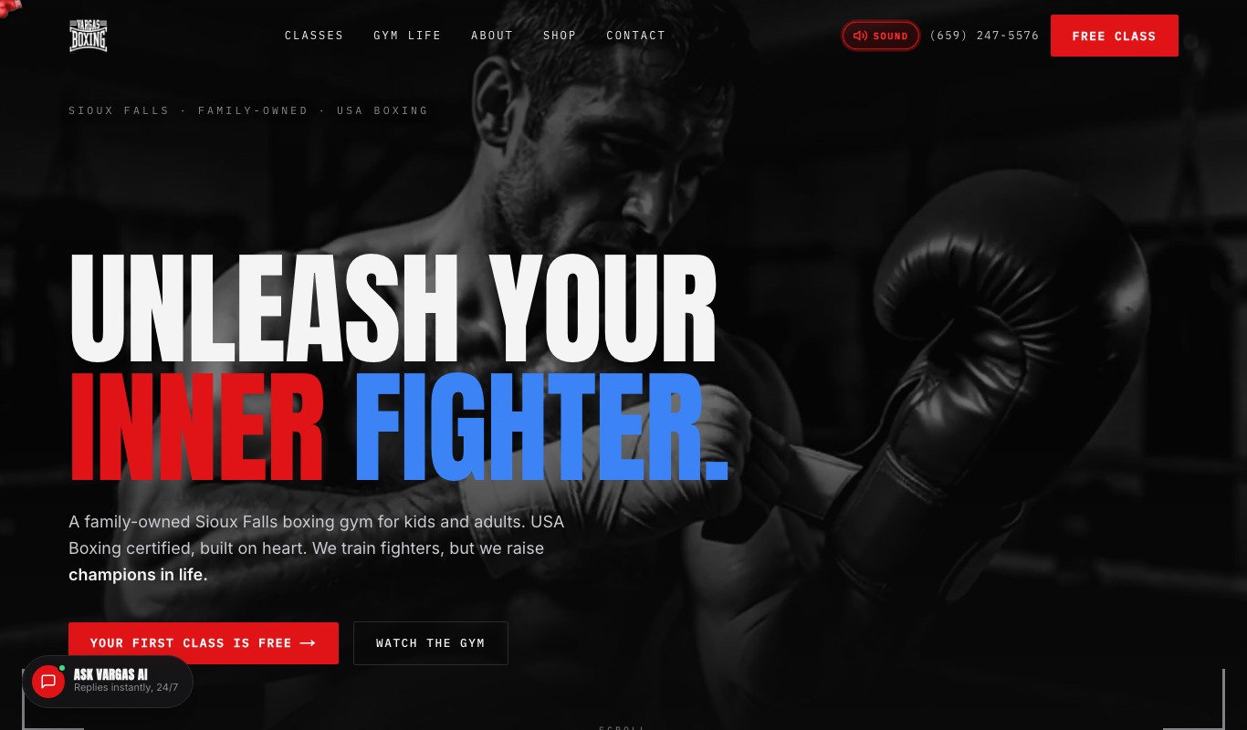Vargas Boxing website by LegacyForge AI