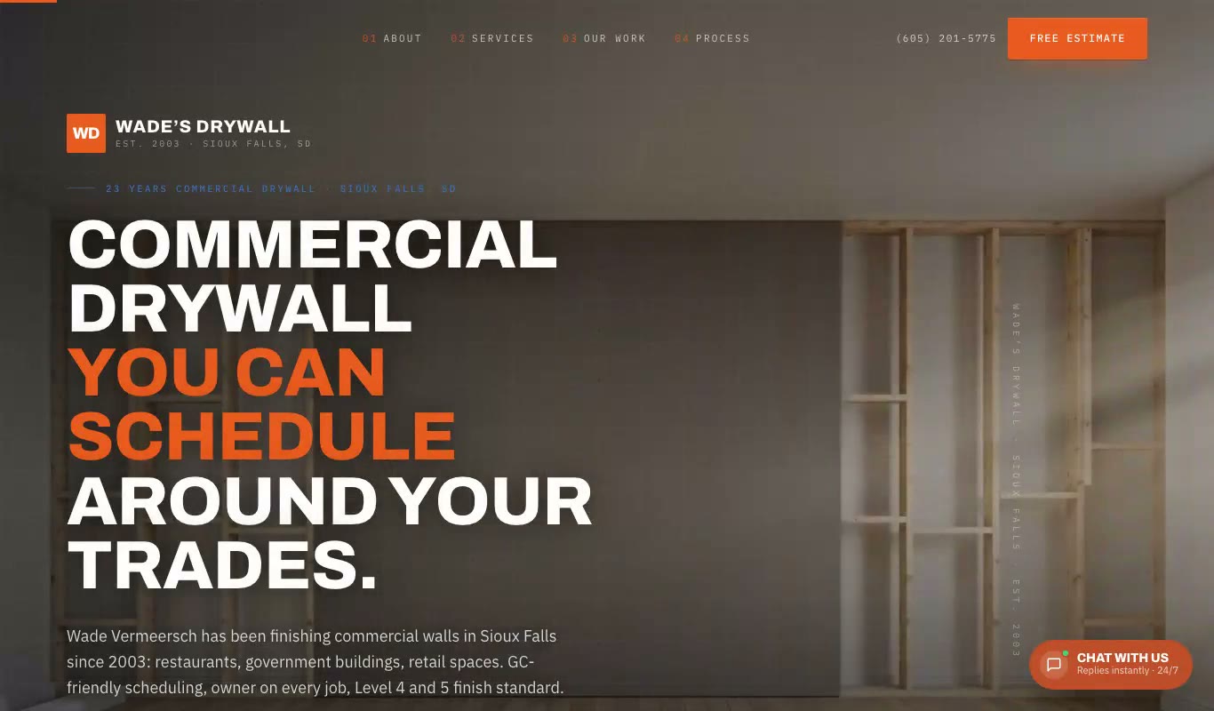 Wade's Drywall website by LegacyForge AI