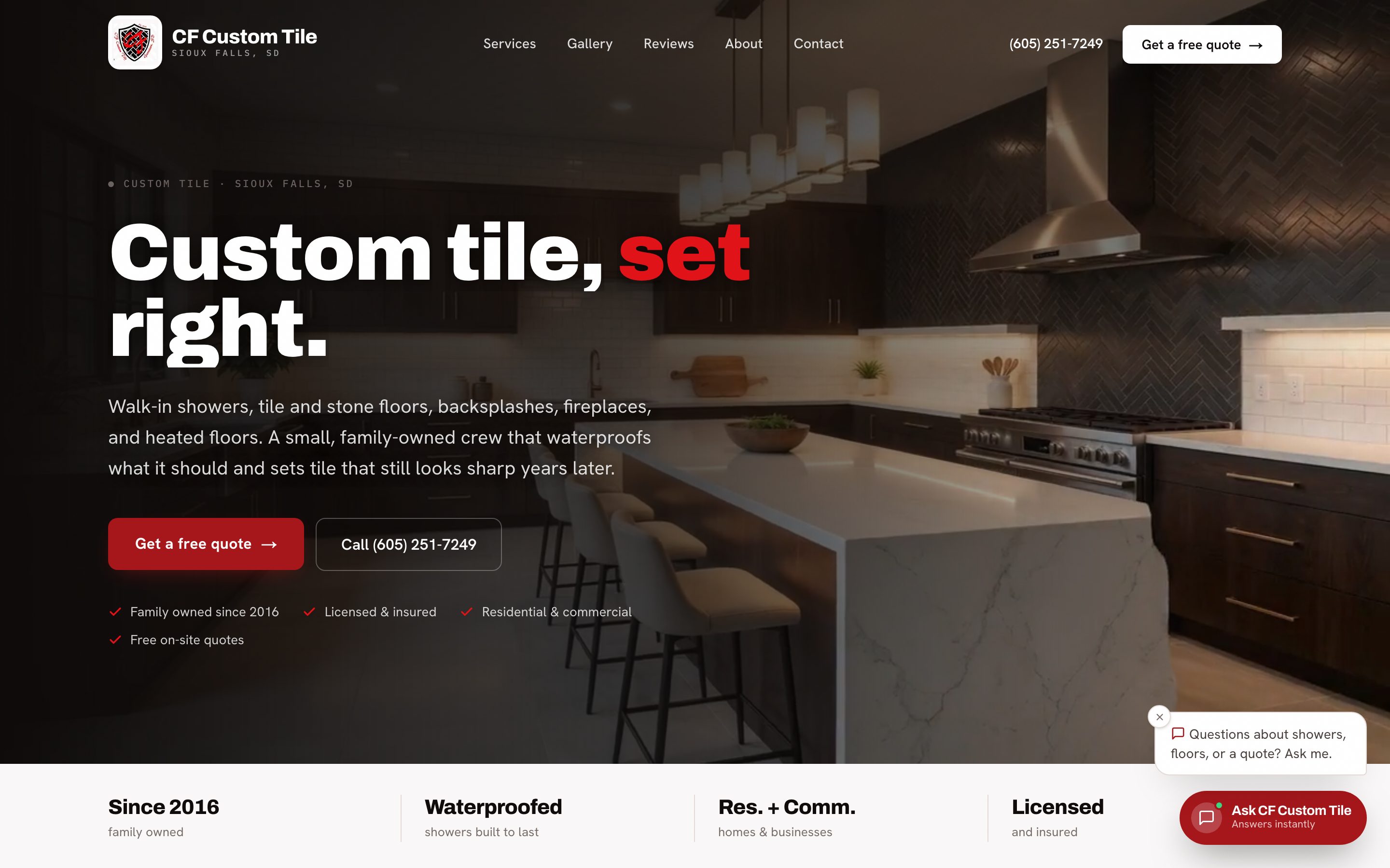 CF Custom Tile website by LegacyForge AI