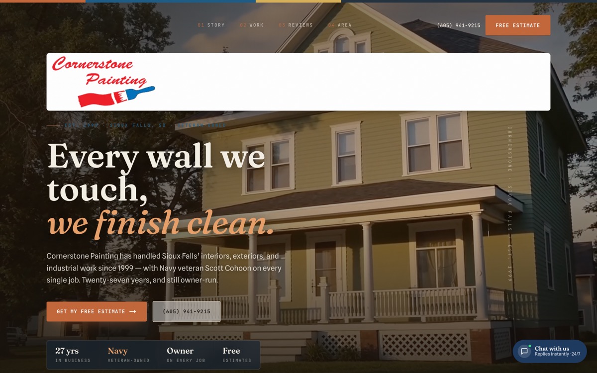 Cornerstone Painting website by LegacyForge AI