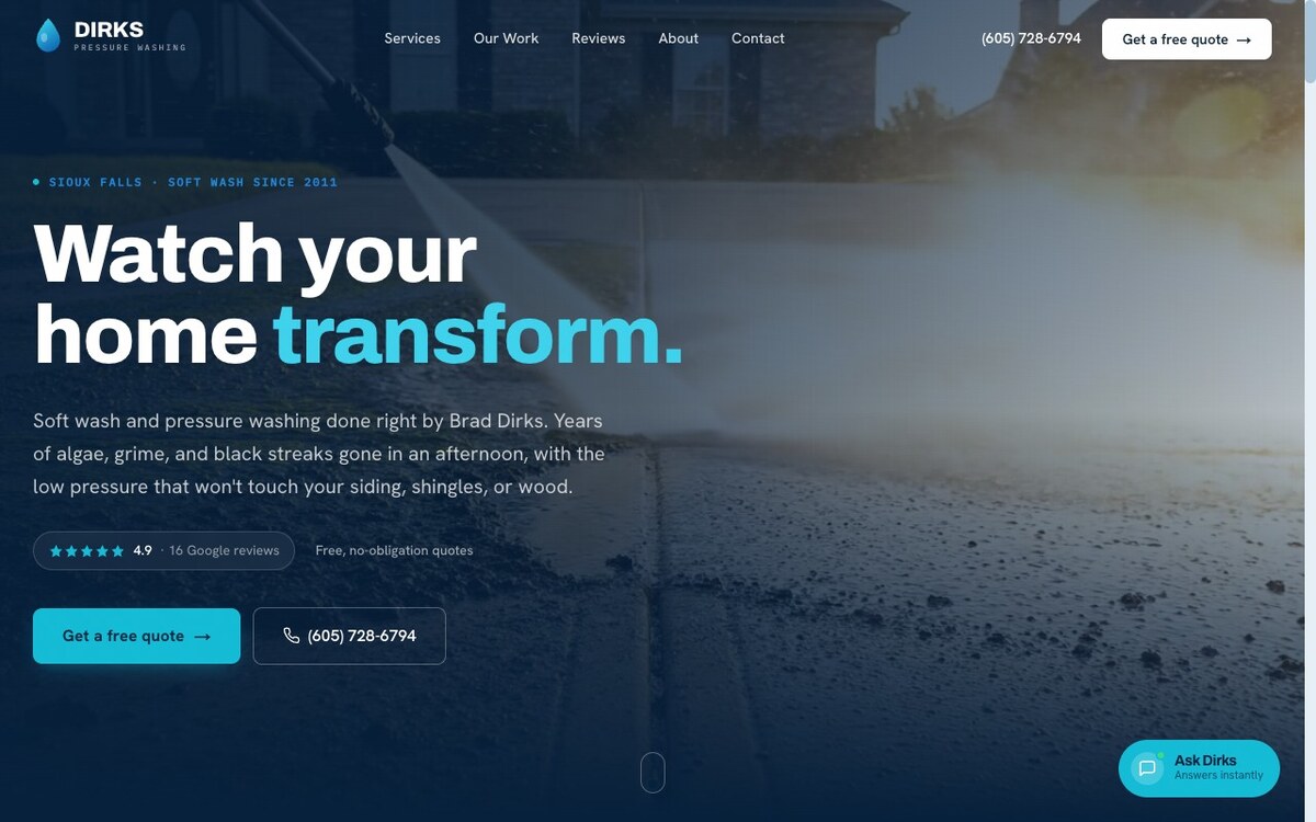 Dirks Pressure Washing website by LegacyForge AI