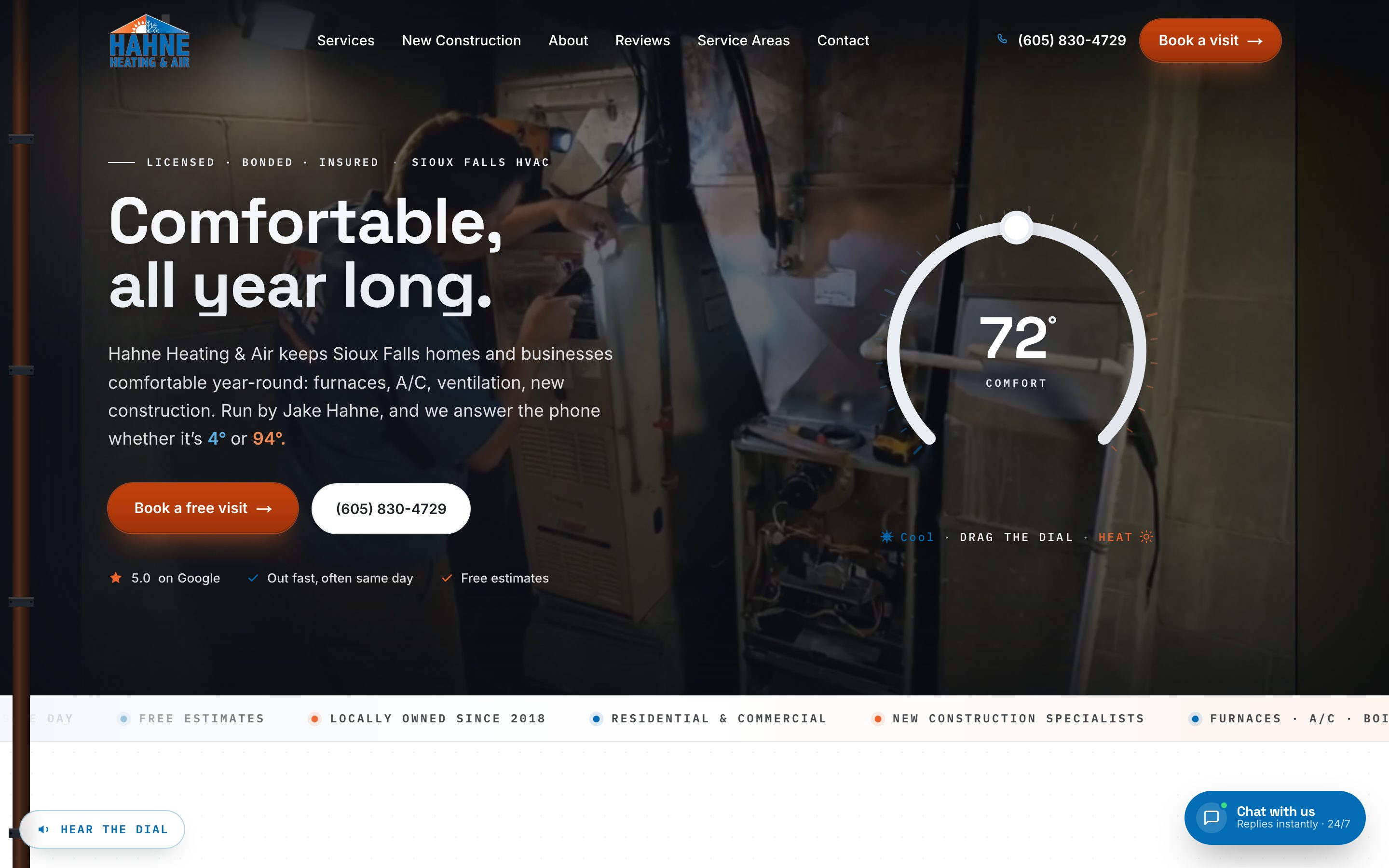Hahne Heating and Air website by LegacyForge AI