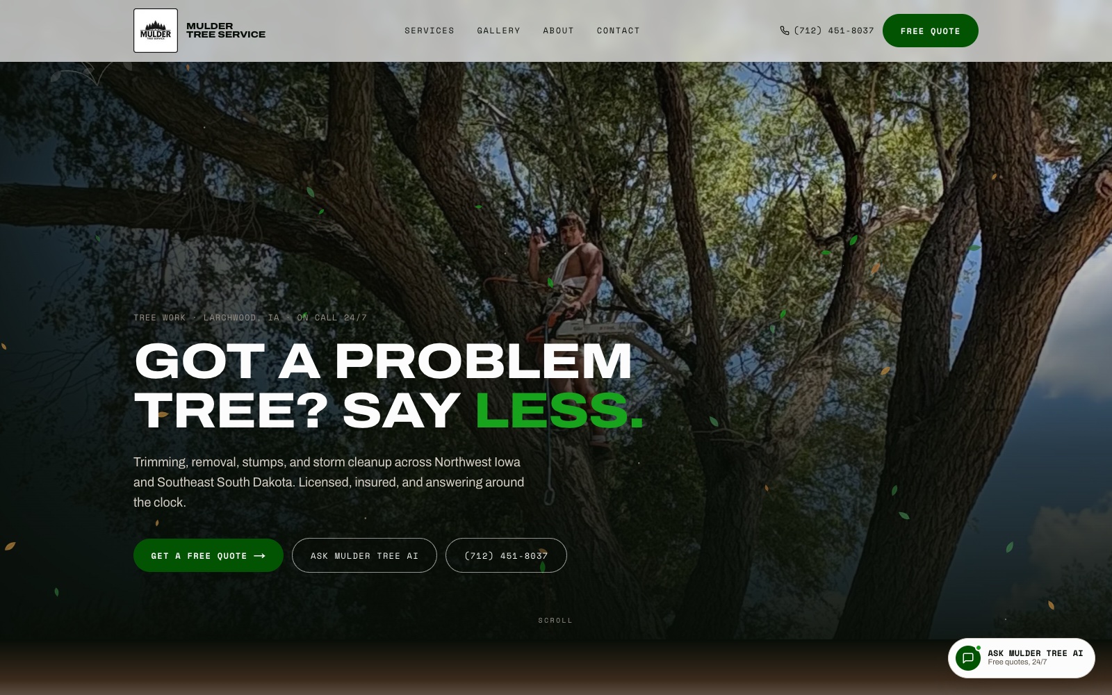Mulder Tree Service website by LegacyForge AI