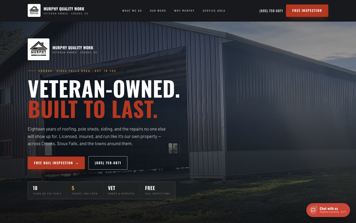 Murphy Quality Work website by LegacyForge AI